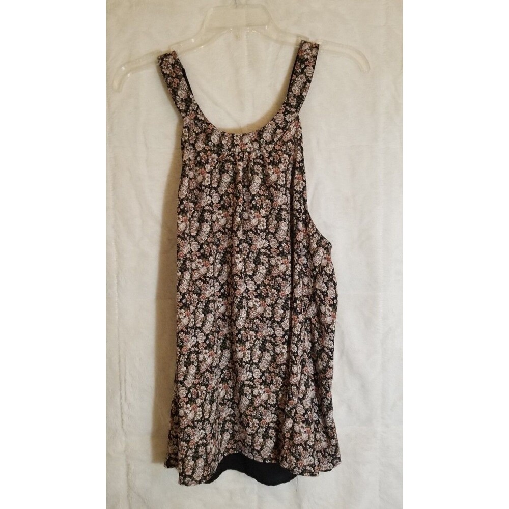Soho Jeans New York & Company Floral Stappy Sleeve Top With Contrast Back MEDIUM